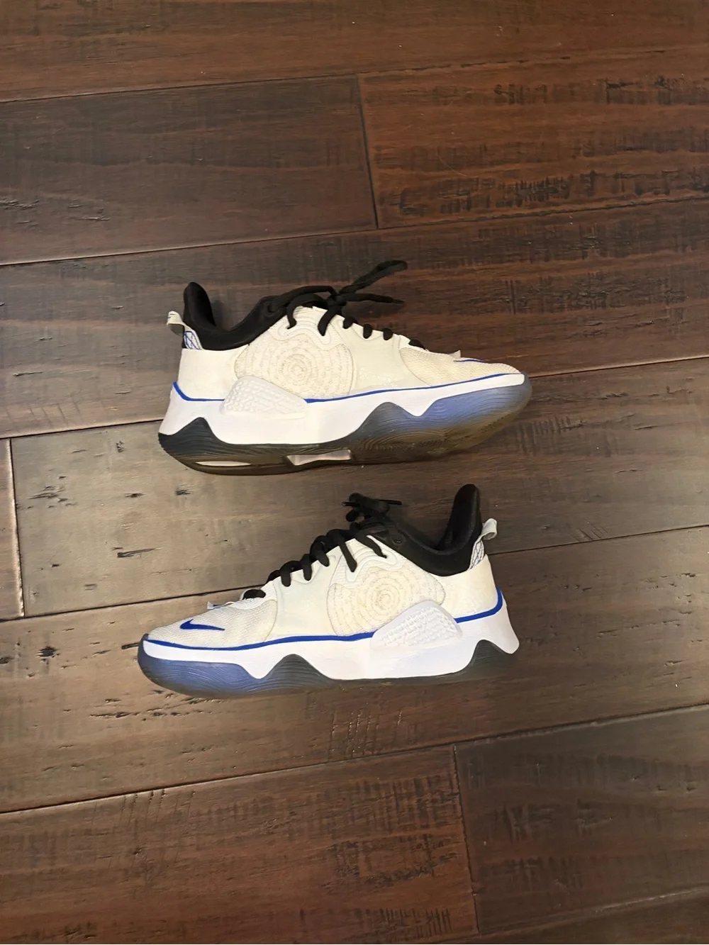 Nike PG5 PS5 White and Blue Low-Top Sneakers basketball athletic sneakers shoes